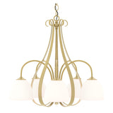 Sweeping Taper Chandelier 5 Light in Modern Brass, Opal Glass by Hubbardton Forge