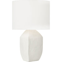 Sybert Table Lamp — 17 3/4", White Linen, Matte White Ceramic