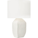 Sybert Table Lamp — 17 3/4", White Linen, Matte White Ceramic