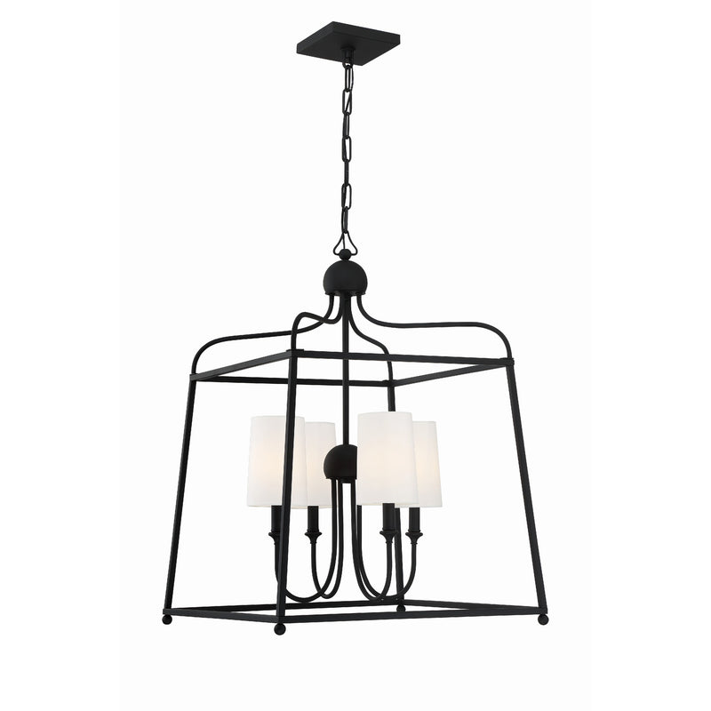 Sylvan Lantern Chandelier 21.5'' Black Forged White
