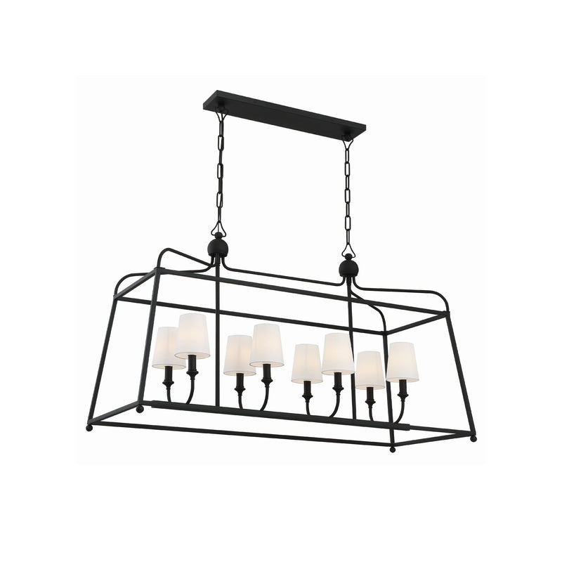 Sylvan Linear Chandelier 42'' Black Forged White