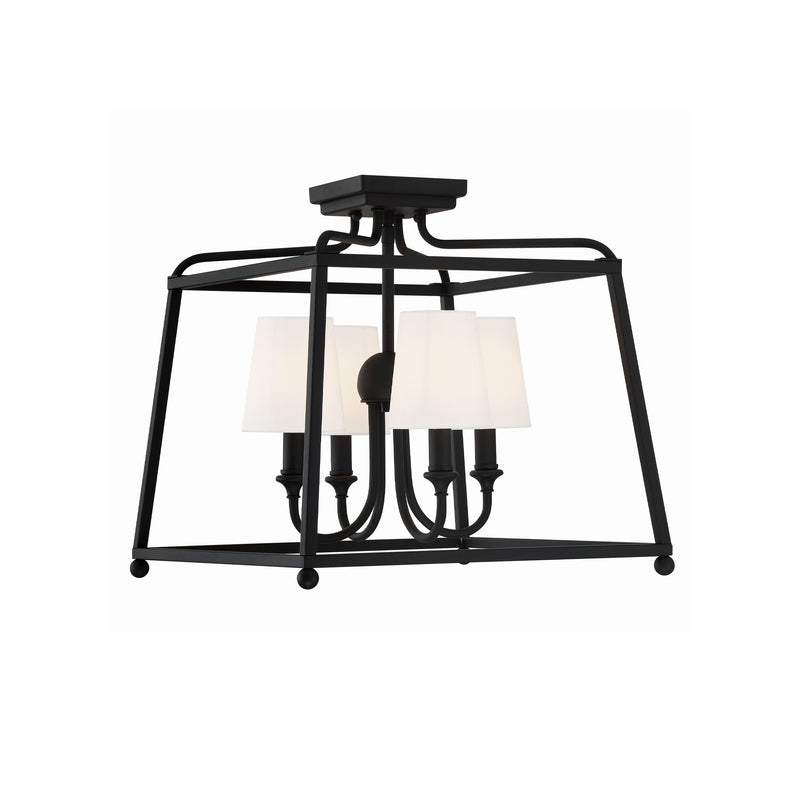 Sylvan Semi Flush Mount 16'' Black Forged White