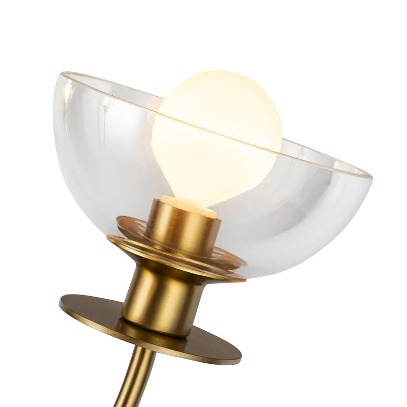 Sylvia Chandelier By Brushed Gold Clear Glass Alora Detailed View