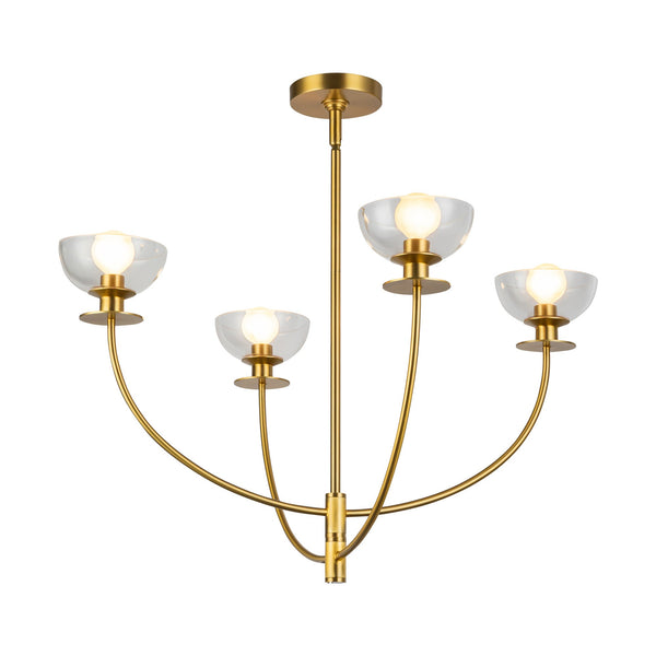 Sylvia Chandelier By Brushed Gold Clear Glass Alora Side View