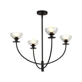 Sylvia Chandelier By Matte Black Clear Glass Alora Side View