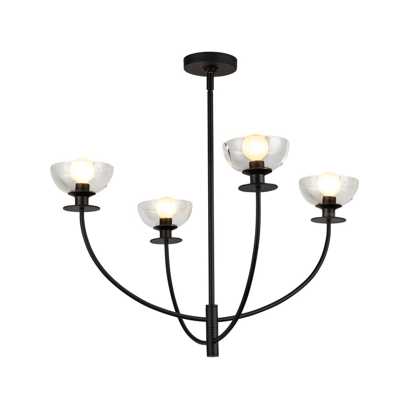 Sylvia Chandelier By Matte Black Clear Glass Alora Side View
