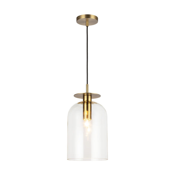 Sylvia Pendant Light By Brushed Gold Clear Glass Alora