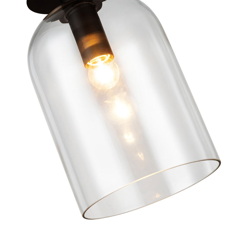 Sylvia Pendant Light By Matte Black Clear Glass Alora Detailed View