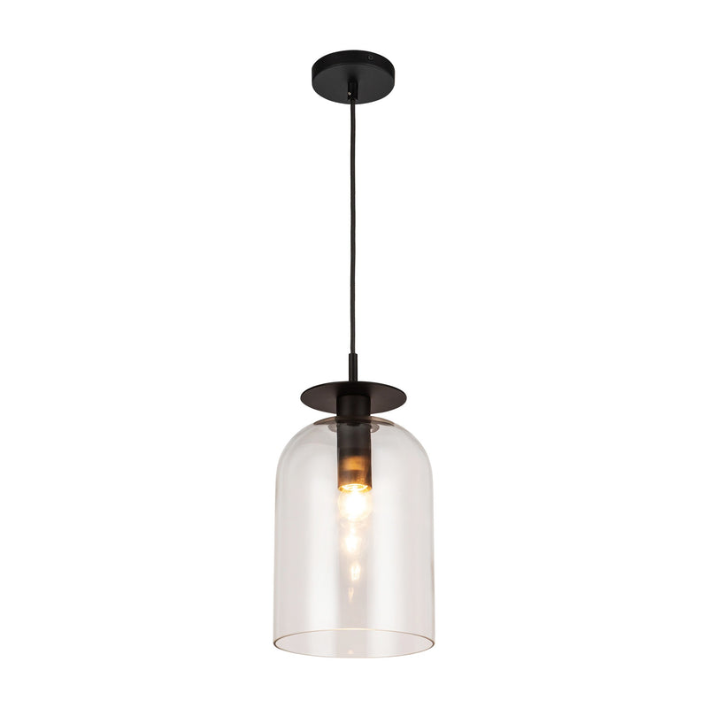 Sylvia Pendant Light By Matte Black Clear Glass Alora With Light