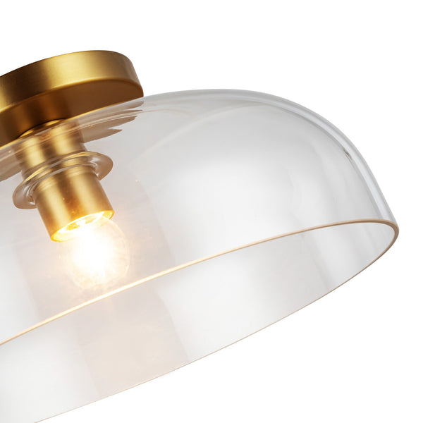 Sylvia Semi Flush Mount By Brushed Gold Clear Glass Alora Detailed View