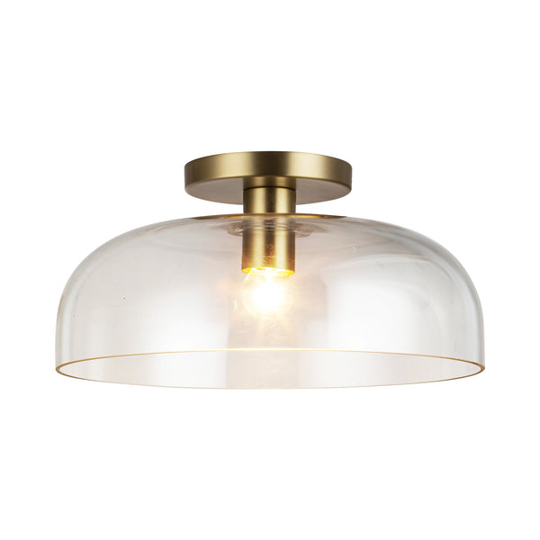Sylvia Semi Flush Mount By Brushed Gold Clear Glass Alora