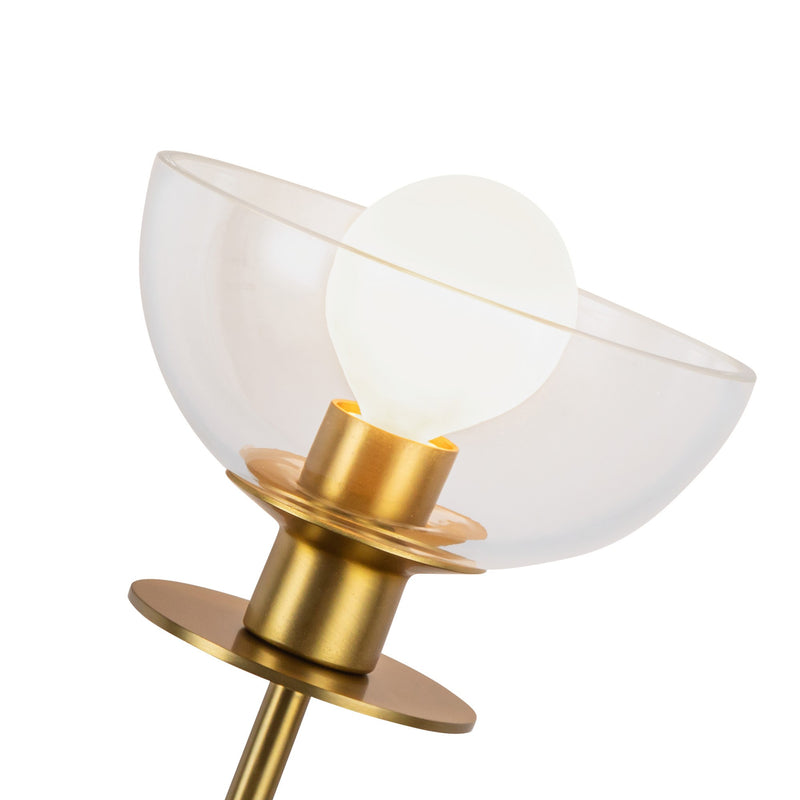 Sylvia Wall Sconce Brushed Gold Clear Glass 1 Light By Alora Detailed View