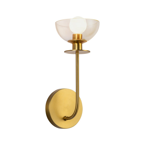 Sylvia Wall Sconce Brushed Gold Clear Glass 1 Light By Alora Side View