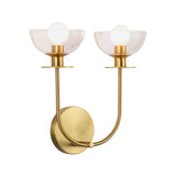 Sylvia Wall Sconce Brushed Gold Clear Glass 2 Lights By Alora Side View