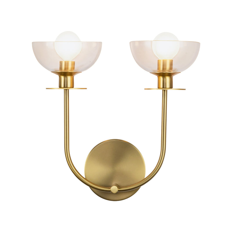Sylvia Wall Sconce Brushed Gold Clear Glass 2 Lights By Alora