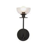 Sylvia Wall Sconce Matte Black Clear Glass 1 Light By Alora