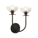 Sylvia Wall Sconce Matte Black Clear Glass 2 Lights By Alora Side View