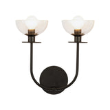 Sylvia Wall Sconce Matte Black Clear Glass 2 Lights By Alora