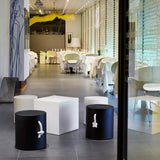 Tafy Side Table - Black and White, in a restaurant