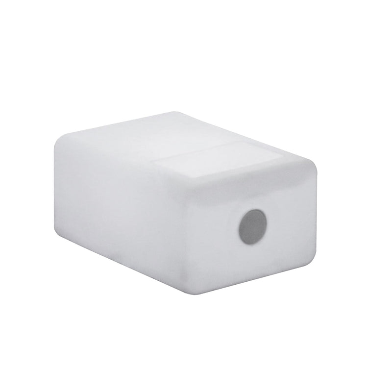 Tarida Tab indoor and outdoor LED coffee table by New Garden, white rounded cube form with a built-in speaker port