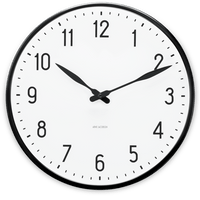 Arne Jacobsen Station Wall Clock, White/Black, Large, Ø: 11.4" By Arne Jacobsen