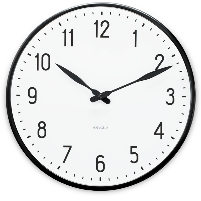 Arne Jacobsen Station Wall Clock, White/Black, Large, Ø: 11.4" By Arne Jacobsen