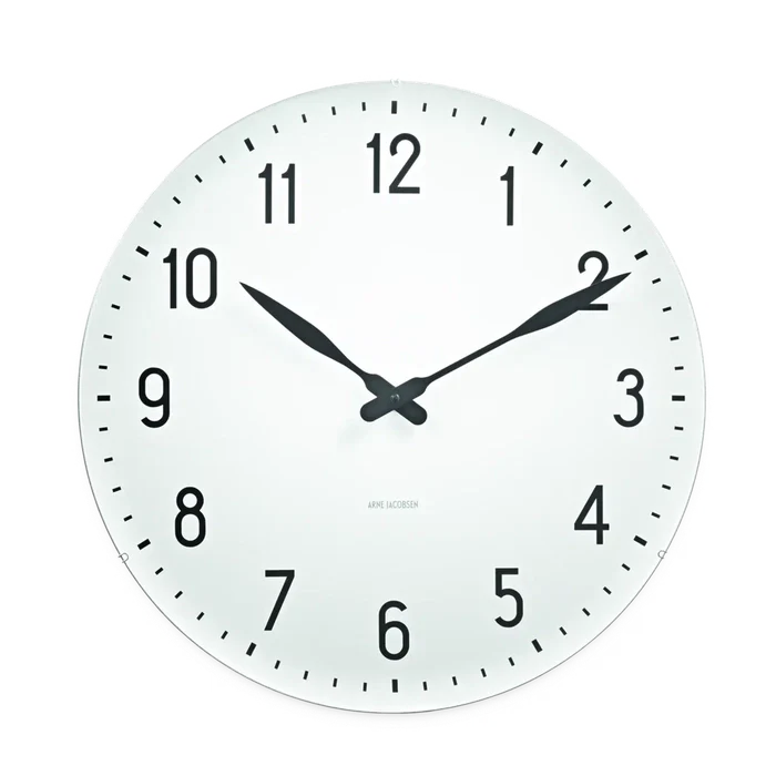 Arne Jacobsen Station Wall Clock, White, Extra Large, Ø: 18.9" By Arne Jacobsen