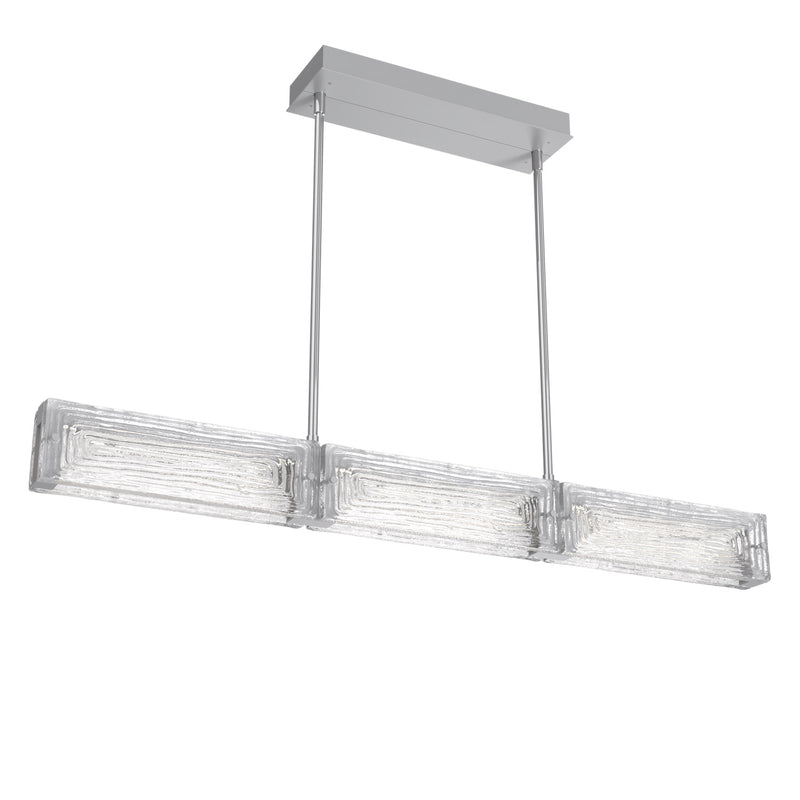 Tabulo Linear Suspension By Hammerton, Glass Pattern: Linea Glass, Finish: Classic Silver