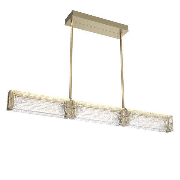 Tabulo Linear Suspension By Hammerton, Glass Pattern: Linea Glass, Finish: Gilded Brass