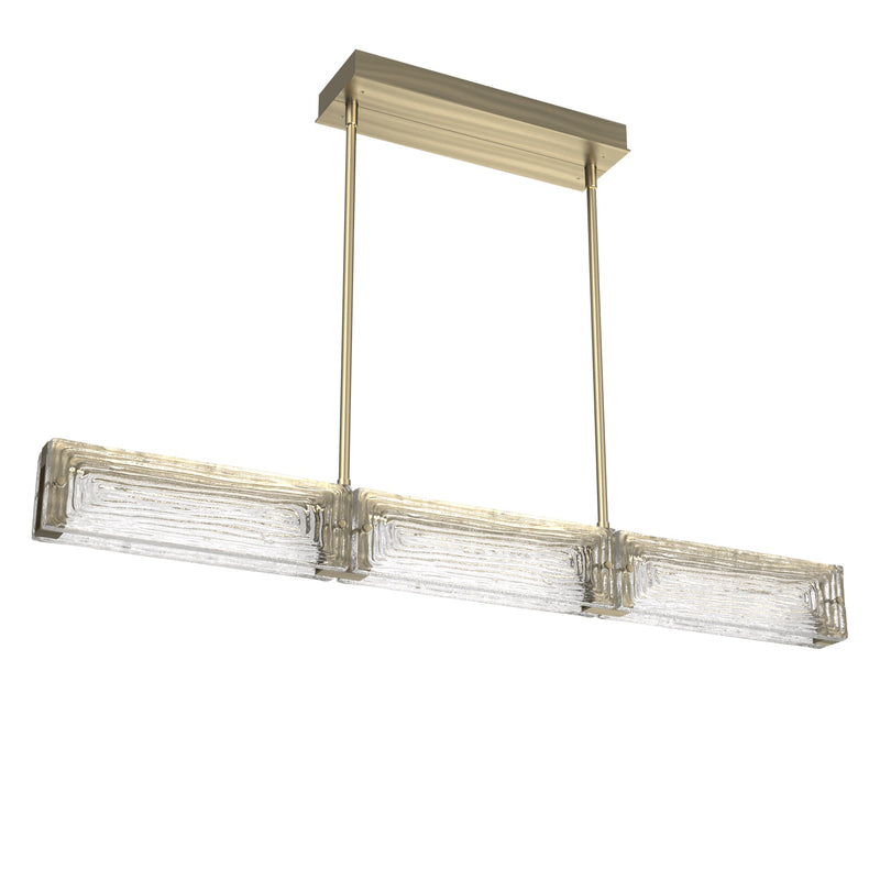Tabulo Linear Suspension By Hammerton, Glass Pattern: Linea Glass, Finish: Heritage Brass