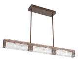 Tabulo Linear Suspension By Hammerton, Glass Pattern: Tidal Glass, Finish: Burnished Bronze