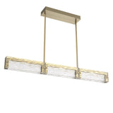 Tabulo Linear Suspension By Hammerton, Glass Pattern: Tidal Glass, Finish: Gilded Brass