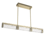Tabulo Linear Suspension By Hammerton, Glass Pattern: Tidal Glass, Finish: Heritage Brass
