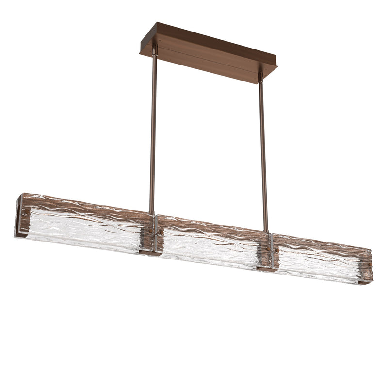 Tabulo Linear Suspension By Hammerton, Glass Pattern: Tidal Glass, Finish: Oil Rubbed Bronze