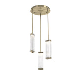 Tabulo Multi-Light Pendant By Hammerton, Glass Patter: Linea Glass, Finish: Heritage Brass