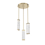 Tabulo Multi-Light Pendant By Hammerton, Glass Patter: Tidal Glass, Finish: Gilded Brass