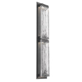 Sasha Outdoor Wall Light By Hammerton, Size: Double, Color: Linea Glass, Finish: Argento Grey