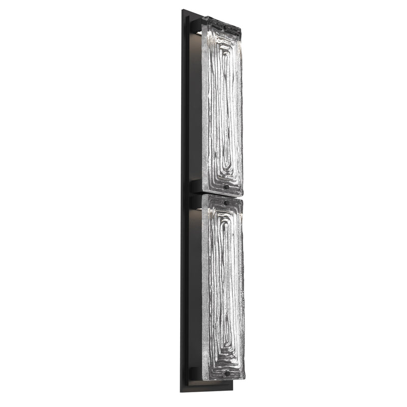 Sasha Outdoor Wall Light By Hammerton, Size: Double, Color: Linea Glass, Finish: Textured Black