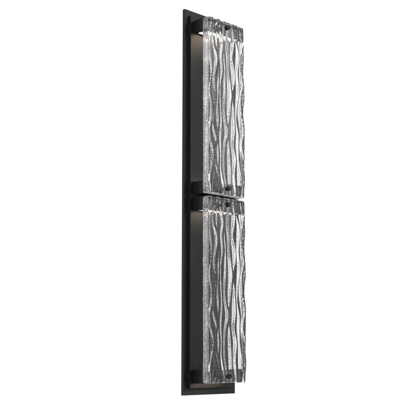 Sasha Outdoor Wall Light By Hammerton, Size: Double, Color: Tidal Glass, Finish: Textured Black