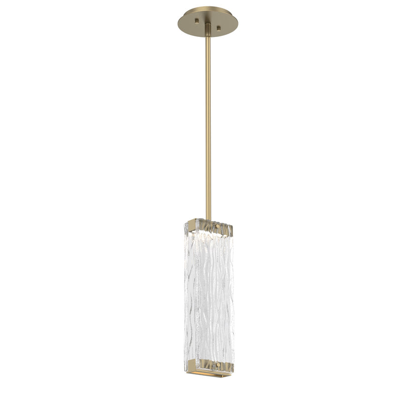 Tabulo Pendant By Hammerton, Glass Patter: Tided Glass, Finish: Gilded Brass