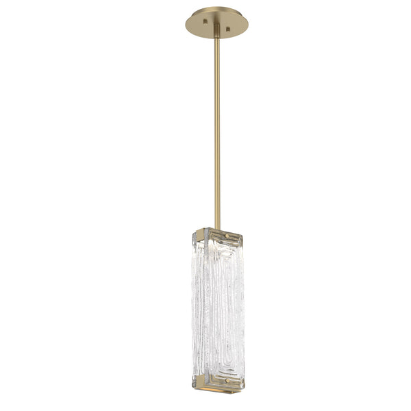 Tabulo Pendant By Hammerton, Glass Patter: Linea Glass, Finish: Gilded Brass