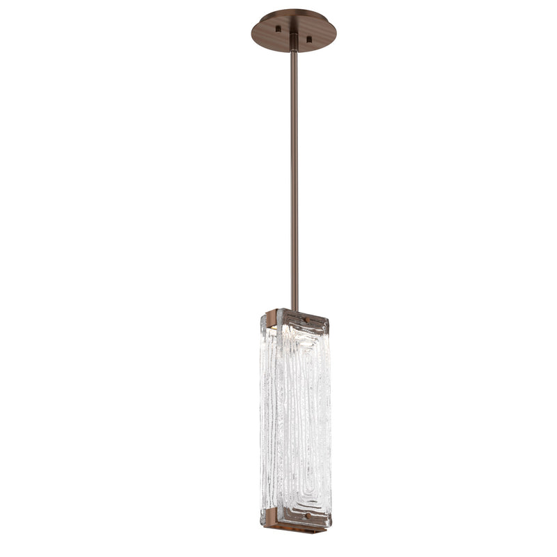 Tabulo Pendant By Hammerton, Glass Patter: Linea Glass, Finish: Oil Rubbed Bronze