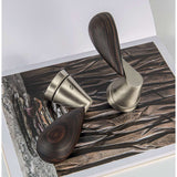 Tacta Door Lever in Satin Nickel / Makassar Ebony lifestyle view by Colombo Design