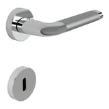 Taipan Door Lever in Polished Chrome / Satin Chrome angled view by Colombo Design