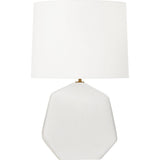 Tallulah Table Lamp — 17", White Linen, Matte White Ceramic