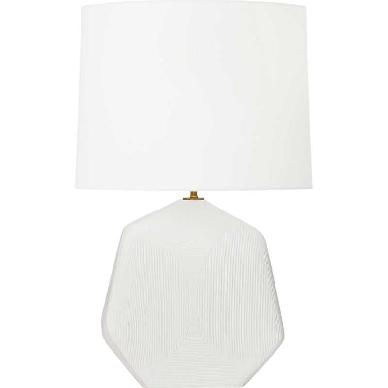Tallulah Table Lamp — 17", White Linen, Matte White Ceramic