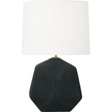 Tallulah Table Lamp — 17", White Linen, Rough Black Ceramic