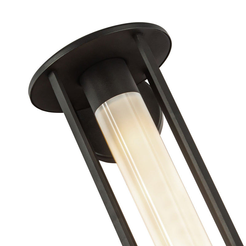 Tenko Outdoor Wall Sconce Black Glassy Opal Glass Medium By Alora Detailed View