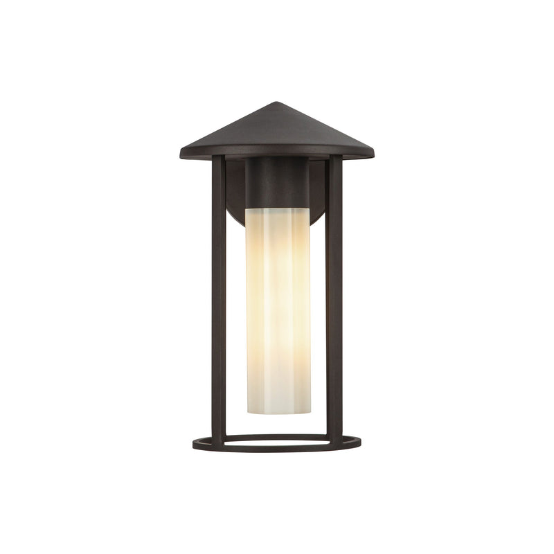 Tenko Outdoor Wall Sconce Bronze Glassy Opal Glass Small By Alora