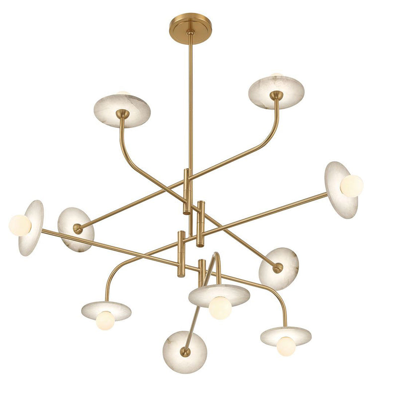 Teramo Chandelier Brushed Brass 10 Lights By Lib Co. Front View